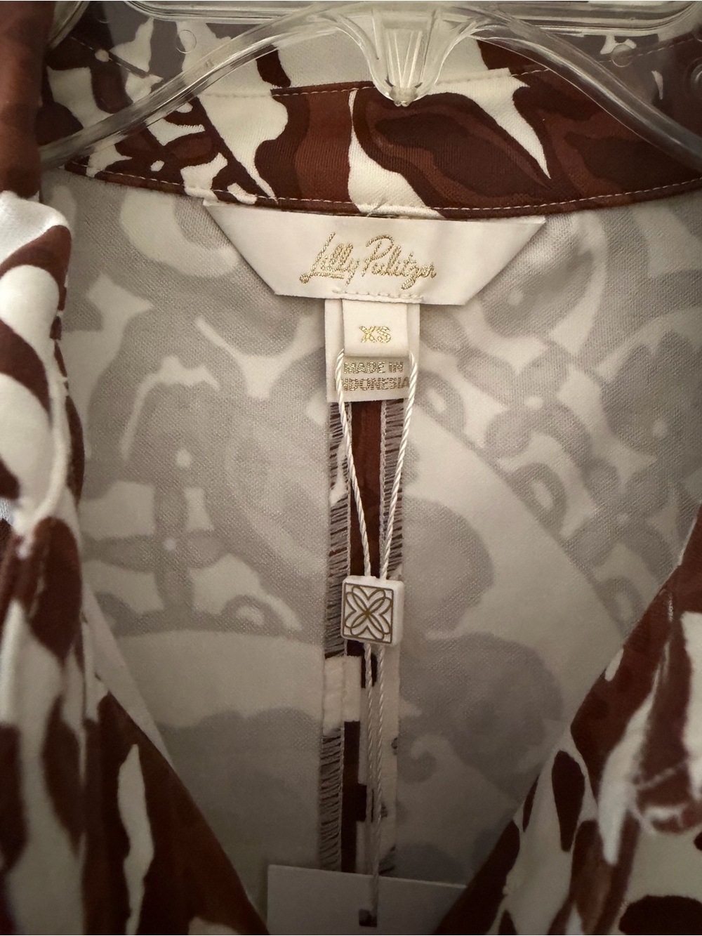 Lilly Pulitzer White Dress with Brown Floral Print - Picture 2 of 3